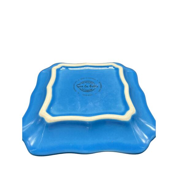 Sur La Table Set of 4 Blue Appetizer Plates with Scalloped Edges - Picture 4 of 4